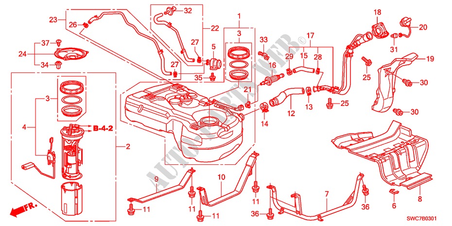 RESERVOIR A CARBURANT(DIESEL) pour Honda CR-V DIESEL 2.2 ELEGANCE 5 Portes 6 vitesses manuelles 2011