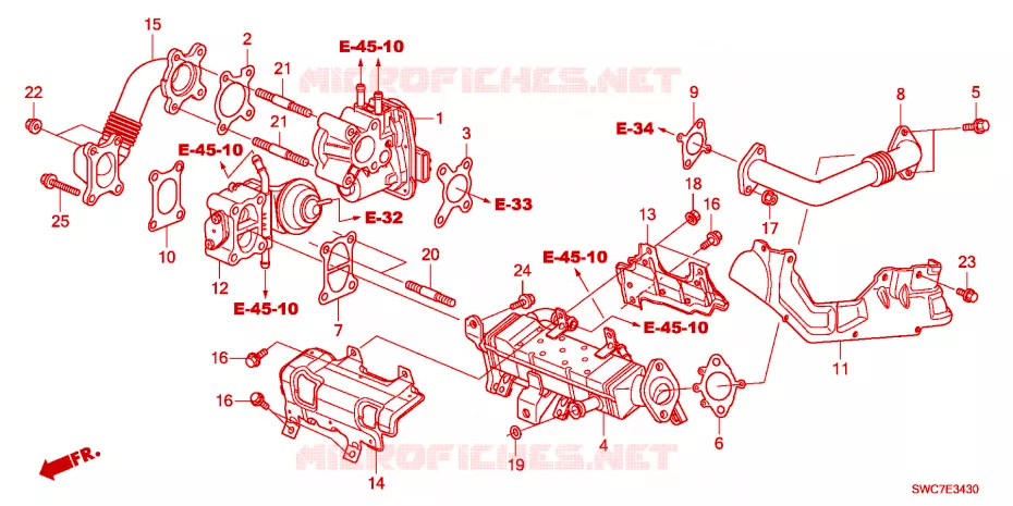 SOUPAPE DE EGR(DIESEL) Honda  CRV DIESEL 2011 2.2 COMFORT RUNOUT 6 vitesses manuelles 