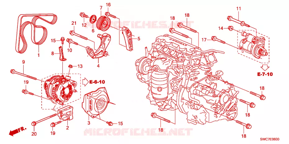 SUPPORT D'ALTERNATEUR(2.0L) Honda  CRV 2011 SE RUNOUT 5 vitesses automatique 