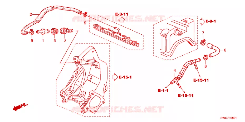 TUYAU DE RENIFLARD(2.4L) Honda  CRV 2011 RVI 5 vitesses automatique 