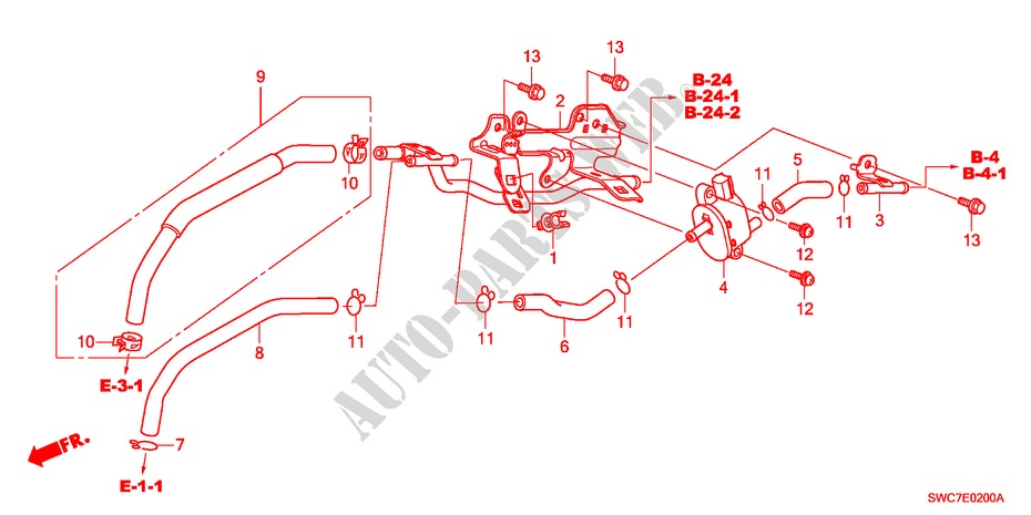 TUYAU D'INSTALLATION/TUBULURE(2.4L) pour Honda CR-V RV-SI 5 Portes 5 vitesses automatique 2011