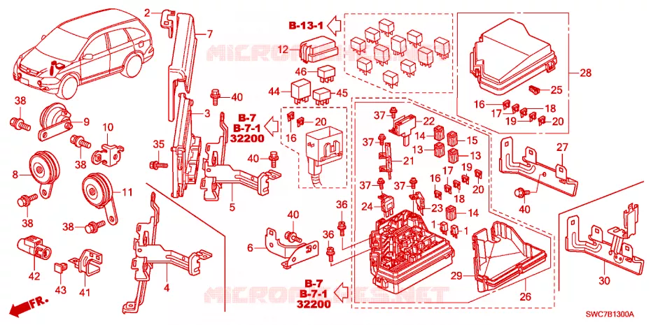 UNITE DE COMMANDE(COMPARTIMENT MOTEUR)(2.0L)(2.4L)(1) Honda  CRV 2011 RVI 6 vitesses manuelles 