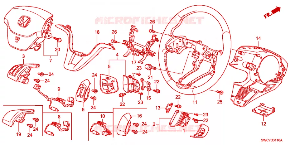 VOLANT DE DIRECTION Honda  CRV 2011 COMFORT RUNOUT 6 vitesses manuelles 