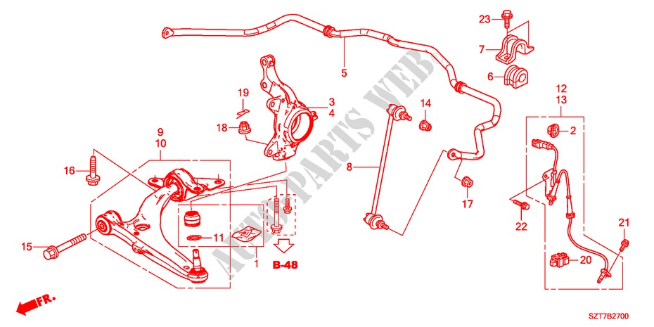 BRAS INFERIEUR AVANT pour Honda CR-Z TOP 3 Portes 6 vitesses manuelles 2011