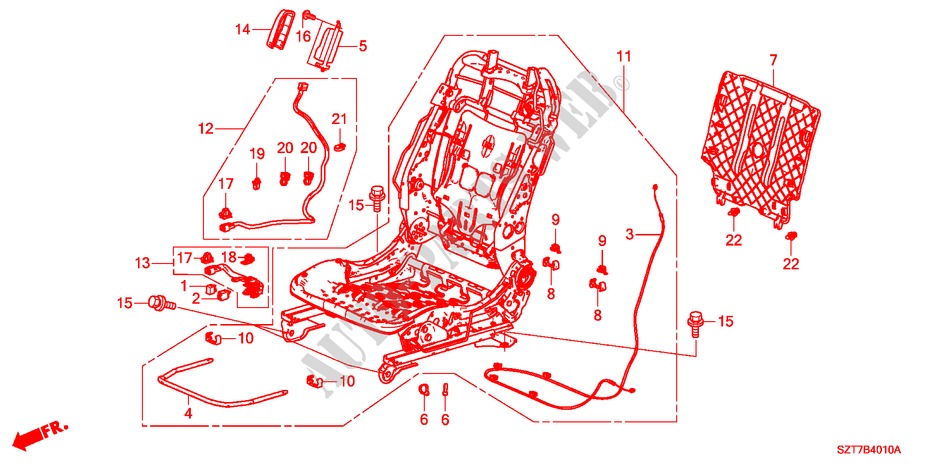 COMP. DE SIEGE AV.(G.)(SIEGE REGLAGE MANUEL) pour Honda CR-Z TOP 3 Portes 6 vitesses manuelles 2011