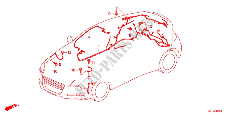 FAISCEAU DES FILS(1)(RH) pour Honda CR-Z TOP 3 Portes 6 vitesses manuelles 2011