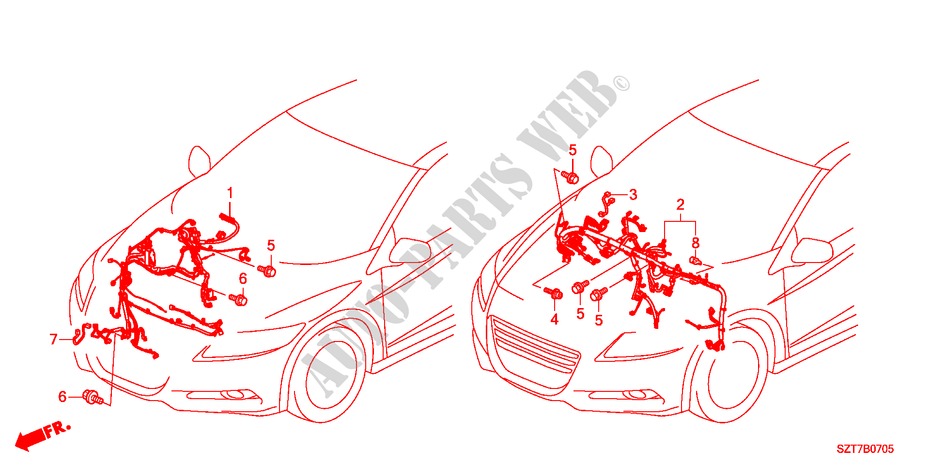 FAISCEAU DES FILS(3)(RH) pour Honda CR-Z TOP 3 Portes 6 vitesses manuelles 2011