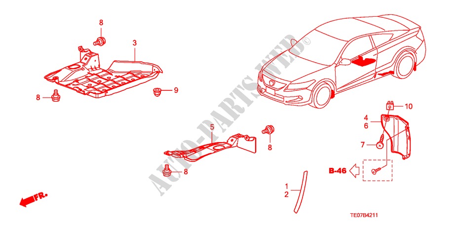 COUVERCLE INFERIEUR pour Honda ACCORD V6 EX 2 Portes 5 vitesses automatique 2011