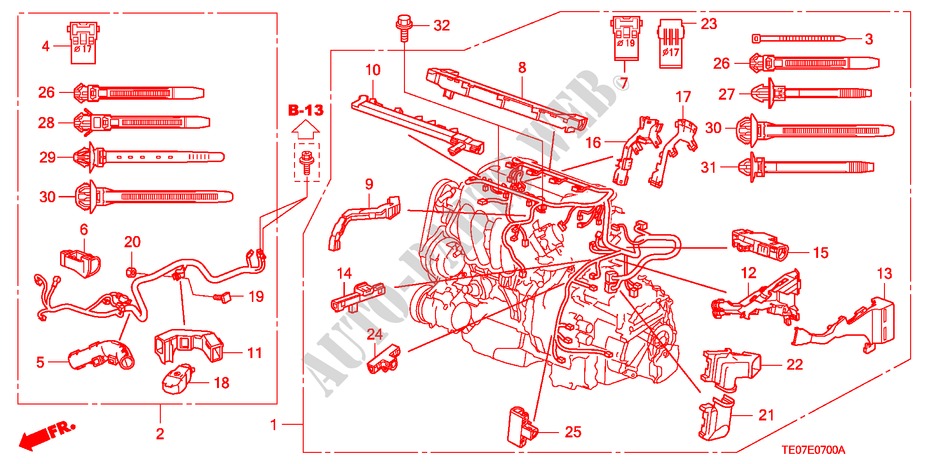 FAISCEAU DES FILS(L4) pour Honda ACCORD 2.4 EXG 2 Portes 5 vitesses automatique 2009