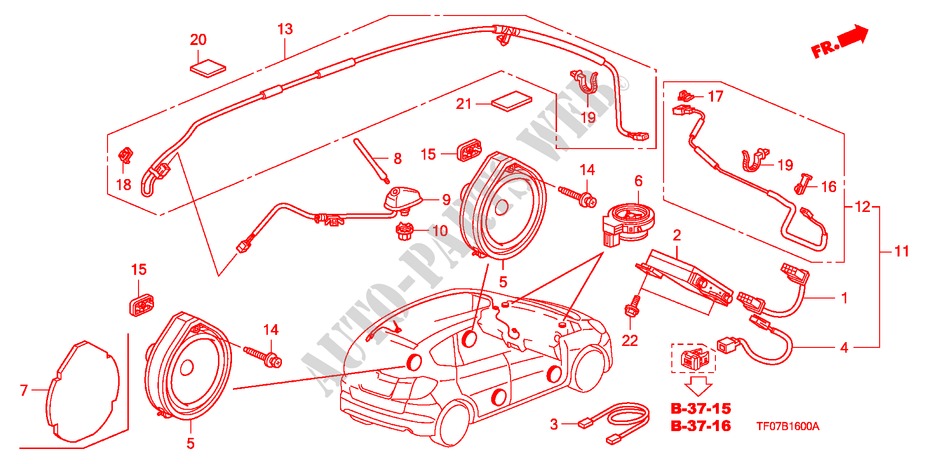 ANTENNE/HAUT PARLEUR pour Honda JAZZ 1.4 COMF TEMP TIRE 5 Portes Transmission Intelligente manuelle 2009