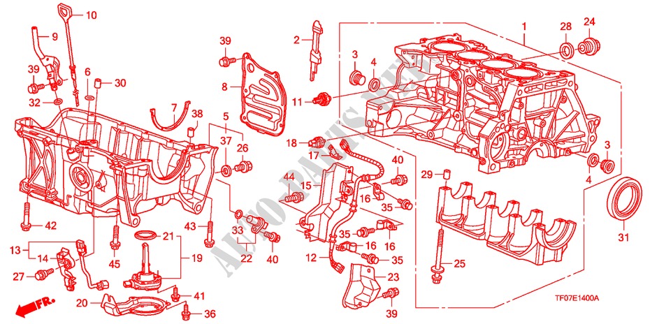 BLOC CYLINDRES/CARTER D'HUILE (1.2L/1.3L/1.4L) pour Honda JAZZ 1.4 COMF TEMP TIRE 5 Portes Transmission Intelligente manuelle 2009
