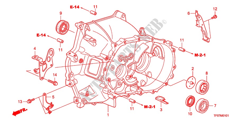 CARTER D'EMBRAYAGE(I SHIFT) pour Honda JAZZ 1.4 COMF TEMP TIRE 5 Portes Transmission Intelligente manuelle 2009