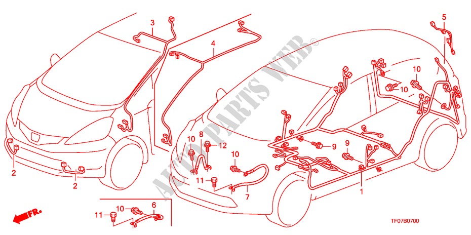FAISCEAU DES FILS(LH) (1) pour Honda JAZZ 1.4 COMF TEMP TIRE 5 Portes Transmission Intelligente manuelle 2009