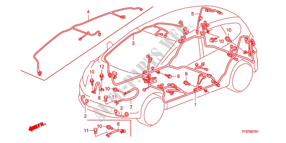 FAISCEAU DES FILS(RH) (1) pour Honda JAZZ 1.4 EX 5 Portes Transmission Intelligente manuelle 2009