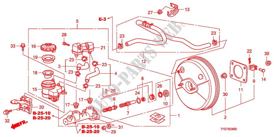 MAITRE CYLINDRE DE FREIN/ ALIMENTATION PRINCIPALE(LH) (1) pour Honda JAZZ 1.4 COMF TEMP TIRE 5 Portes 5 vitesses manuelles 2009