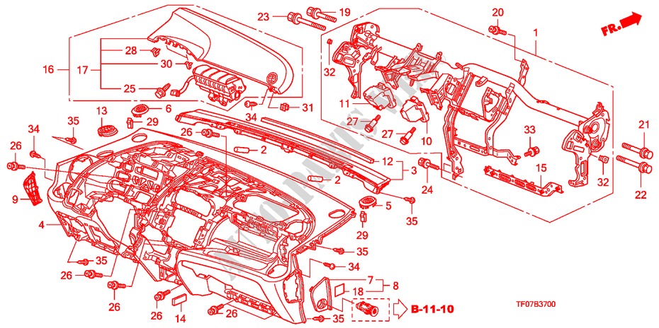 PANNEAU D'INSTRUMENT(LH) pour Honda JAZZ 1.4 ELEG TEMP TIRE 5 Portes Transmission Intelligente manuelle 2009