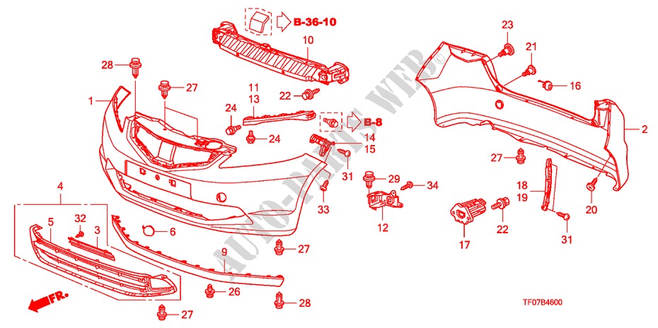 PARE CHOCS(1) pour Honda JAZZ 1.4 COMF TEMP TIRE 5 Portes 5 vitesses manuelles 2009