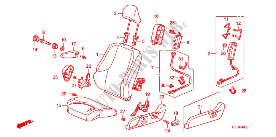 SIEGE AVANT(G.) pour Honda JAZZ 1.4 COMF TEMP TIRE 5 Portes Transmission Intelligente manuelle 2009