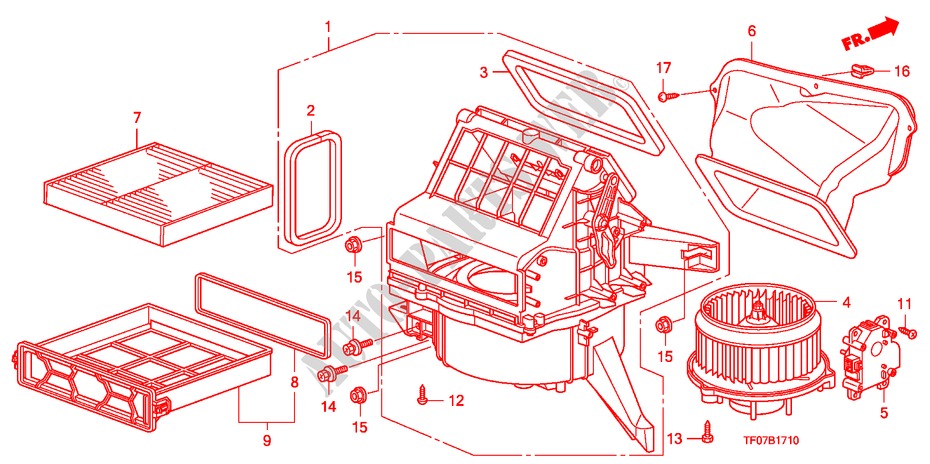 SOUFFLERIE DE CHAUFFAGE(LH) pour Honda JAZZ 1.4 COMF TEMP TIRE 5 Portes Transmission Intelligente manuelle 2009