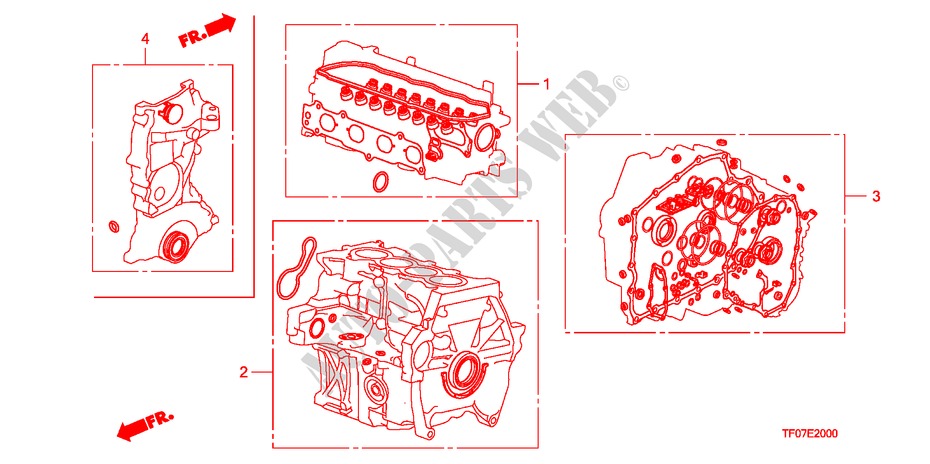 TROUSSE DE JOINT pour Honda JAZZ 1.4 EX 5 Portes Transmission Intelligente manuelle 2009