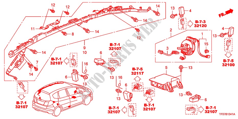 UNITE SRS(RH) pour Honda JAZZ 1.4 EX 5 Portes Transmission Intelligente manuelle 2009