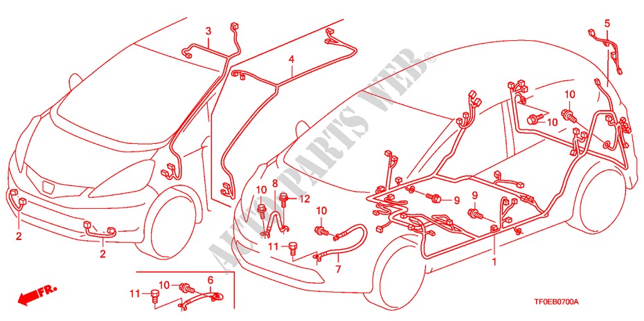 FAISCEAU DES FILS(LH)(1) pour Honda JAZZ 1.2 SE 5 Portes 5 vitesses manuelles 2010