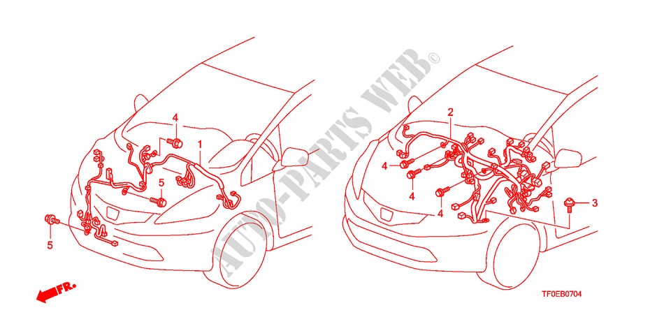 FAISCEAU DES FILS(LH)(3) pour Honda JAZZ 1.2 LSE 5 Portes 5 vitesses manuelles 2010