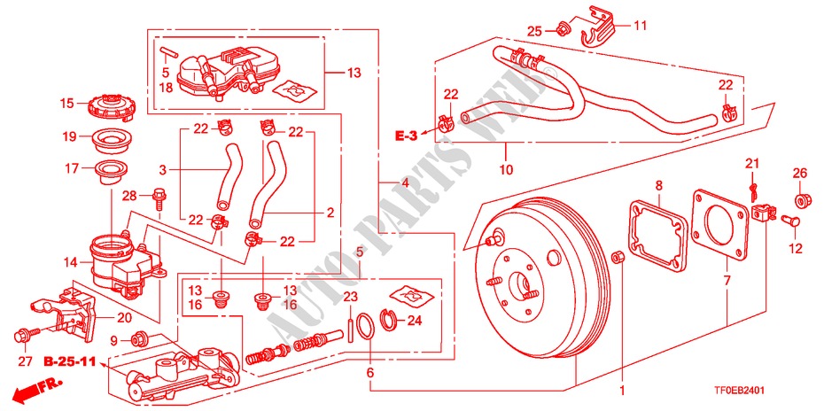 MAITRE CYLINDRE DE FREIN/ALIMENTATION PRINCIPALE(LH)(2) pour Honda JAZZ 1.2 LSE 5 Portes 5 vitesses manuelles 2010