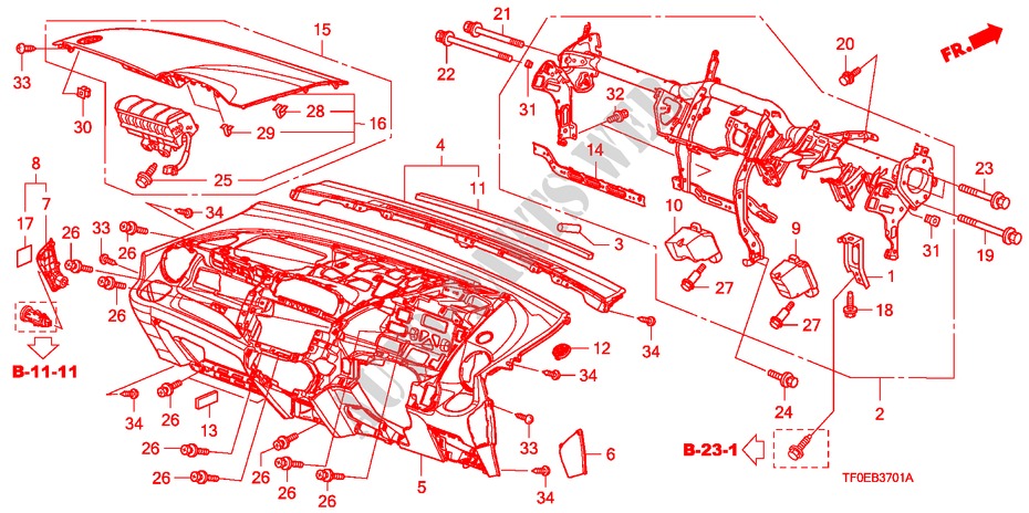 PANNEAU D'INSTRUMENT(RH) pour Honda JAZZ 1.4 ES 5 Portes 5 vitesses manuelles 2010