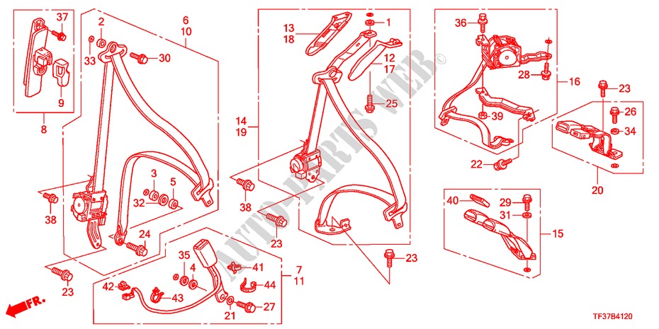 CEINTURES DE SECURITE pour Honda JAZZ 1.4LSS 5 Portes 5 vitesses manuelles 2011