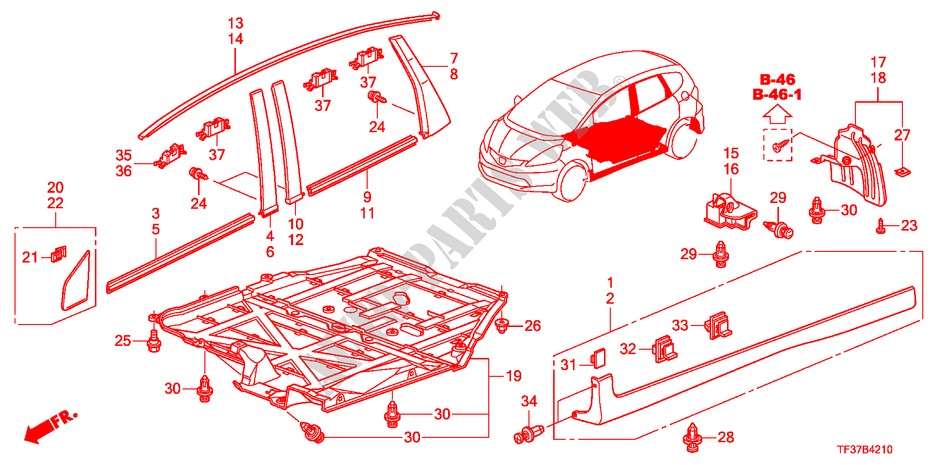 MOULAGE/PROTECTION pour Honda JAZZ 1.5LXT 5 Portes 5 vitesses manuelles 2011