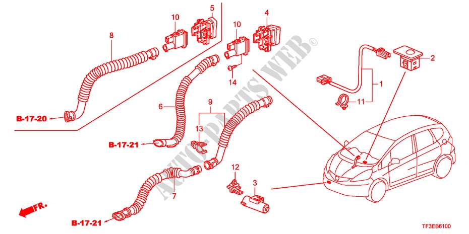 CLIMATISEUR(SENSEUR/CLIMATISEUR D'AIR AUTOMATIQUE) pour Honda JAZZ 1.2LS    TEMP TIRE 5 Portes 5 vitesses manuelles 2012