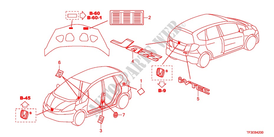 EMBLEME/ETIQUETTE DE PRECAUTIONS pour Honda JAZZ 1.4ES 5 Portes 5 vitesses manuelles 2012