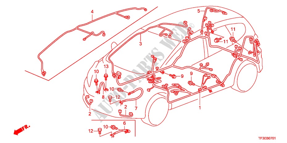 FAISCEAU DES FILS(1)(RH) pour Honda JAZZ 1.4ES 5 Portes 5 vitesses manuelles 2012