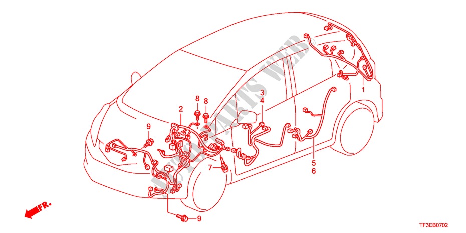 FAISCEAU DES FILS(2)(LH) pour Honda JAZZ 1.2S 5 Portes 5 vitesses manuelles 2012