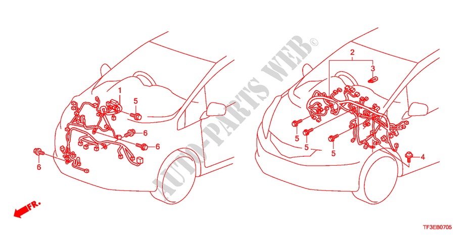 FAISCEAU DES FILS(3)(RH) pour Honda JAZZ 1.4ES 5 Portes 5 vitesses manuelles 2012