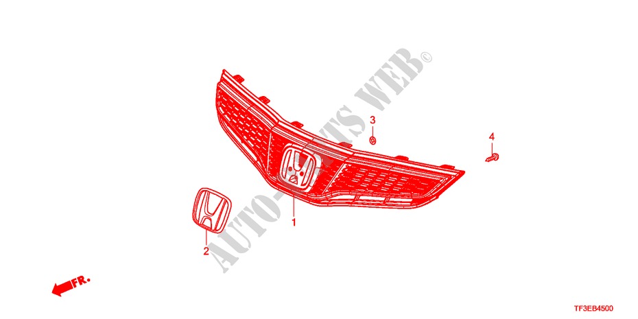 GRILLE AVANT pour Honda JAZZ 1.4ES 5 Portes 5 vitesses manuelles 2012