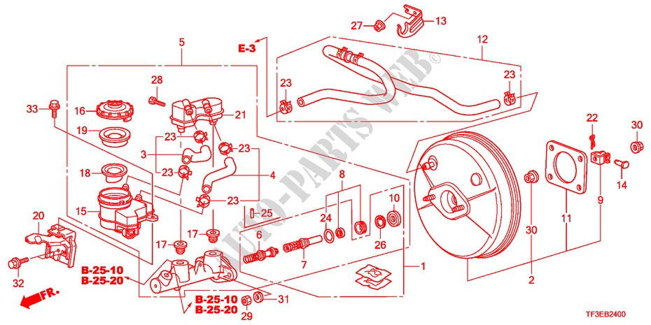 MAITRE CYLINDRE DE FREIN/ALIMENTATION PRINCIPALE(LH) pour Honda JAZZ 1.2LS    TEMP TIRE 5 Portes 5 vitesses manuelles 2012