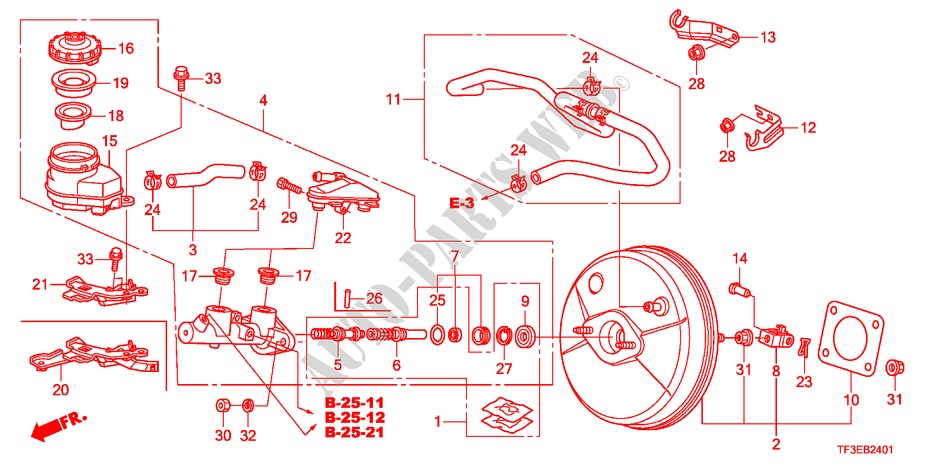 MAITRE CYLINDRE DE FREIN/ALIMENTATION PRINCIPALE(RH) pour Honda JAZZ 1.4ES 5 Portes 5 vitesses manuelles 2012