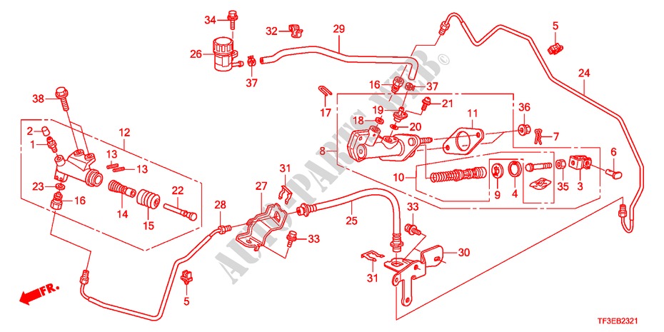 MAITRE CYLINDRE(RH) pour Honda JAZZ 1.4ES 5 Portes 5 vitesses manuelles 2012