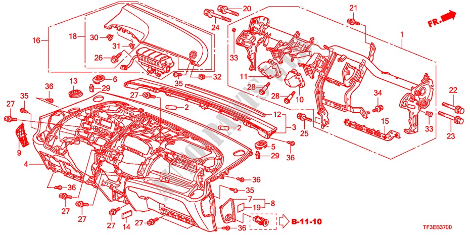 PANNEAU D'INSTRUMENT(LH) pour Honda JAZZ 1.2LS    TEMP TIRE 5 Portes 5 vitesses manuelles 2012