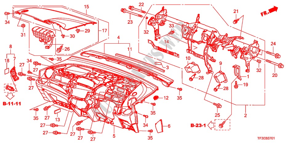 PANNEAU D'INSTRUMENT(RH) pour Honda JAZZ 1.4ES 5 Portes 5 vitesses manuelles 2012