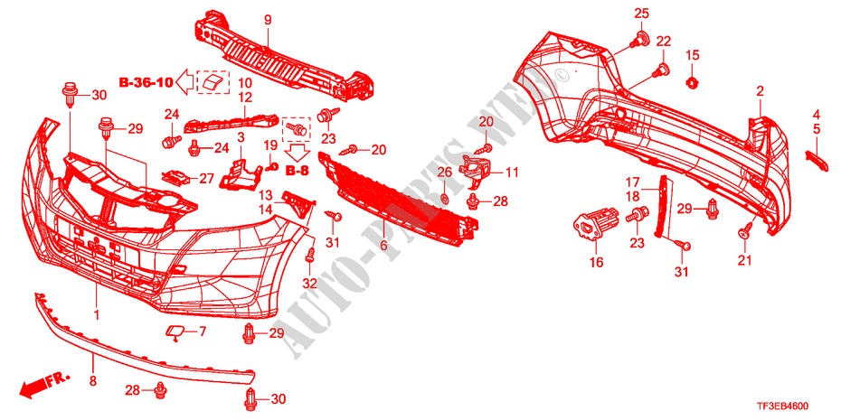 PARE CHOCS pour Honda JAZZ 1.5LXE 5 Portes 5 vitesses manuelles 2012