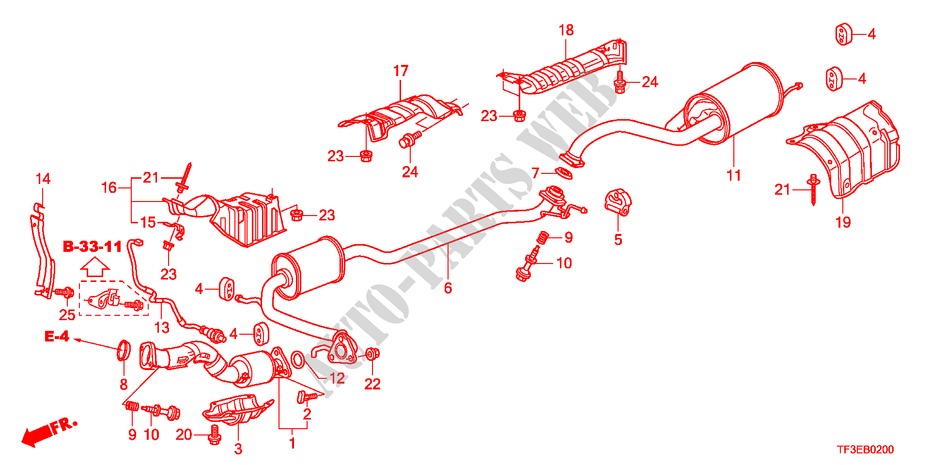 TUYAU D'ECHAPPEMENT/SILENCIEUX pour Honda JAZZ 1.2LS    TEMP TIRE 5 Portes 5 vitesses manuelles 2012