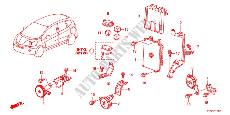 UNITE DE COMMANDE(COMPARTIMENT MOTEUR)(LH) pour Honda JAZZ 1.2LS    TEMP TIRE 5 Portes 5 vitesses manuelles 2012