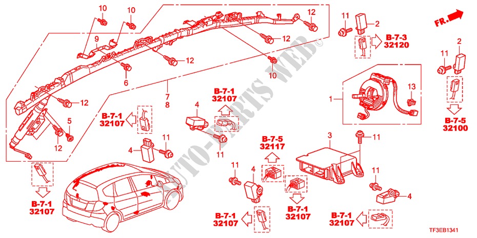 UNITE SRS(RH) pour Honda JAZZ 1.4ES 5 Portes 5 vitesses manuelles 2012