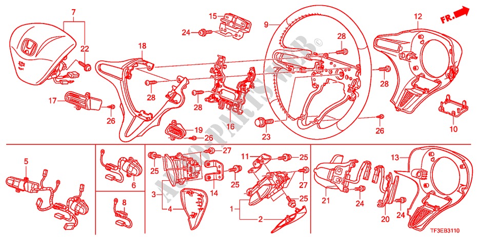 VOLANT DE DIRECTION pour Honda JAZZ 1.2LS    TEMP TIRE 5 Portes 5 vitesses manuelles 2012