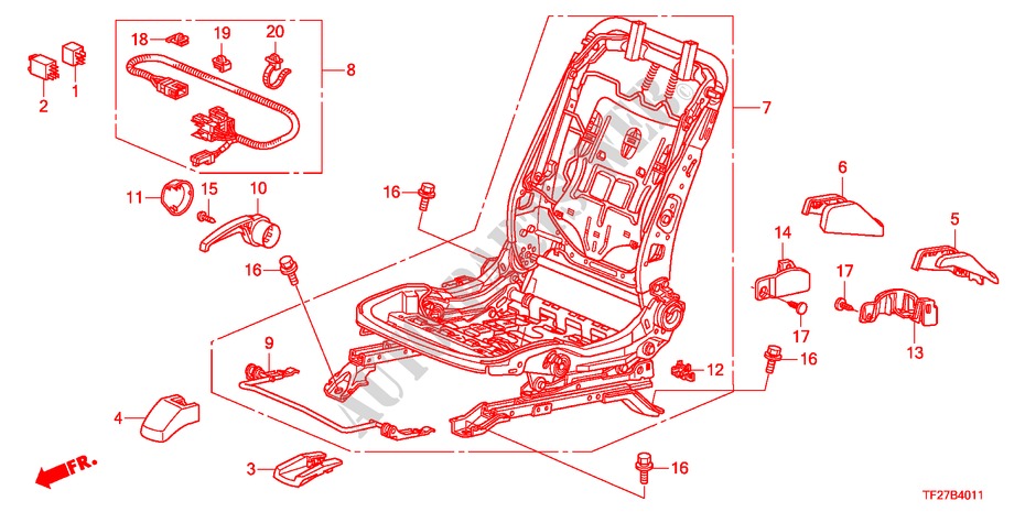 COMP. DE SIEGE AV.(D.)(2) pour Honda JAZZ HYBRID IMA-H 5 Portes full automatique 2012