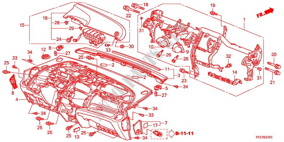 PANNEAU D'INSTRUMENT(LH) pour Honda JAZZ HYBRID IMA-H 5 Portes full automatique 2012