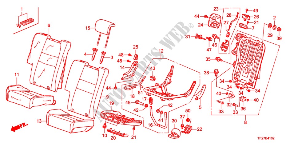 SIEGE ARRIERE(D.)(CUIR) pour Honda JAZZ HYBRID IMA-H 5 Portes full automatique 2012